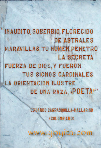 placa Eduardo Carrasquilla Mallarino a Ruben Dario